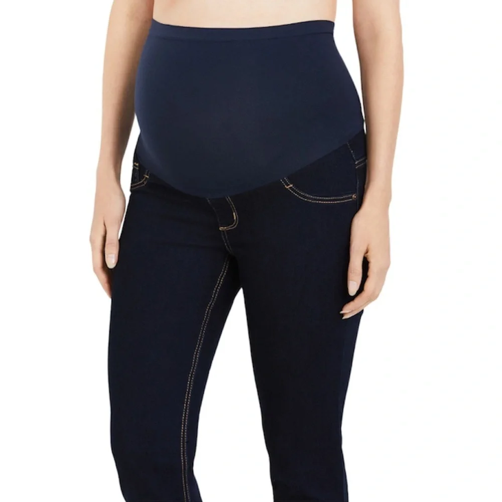 Indigo Blue Maternity Secret Fit Belly Jeans Size SP Skinny Leg Dark Wash Blue - Picture 2 of 14